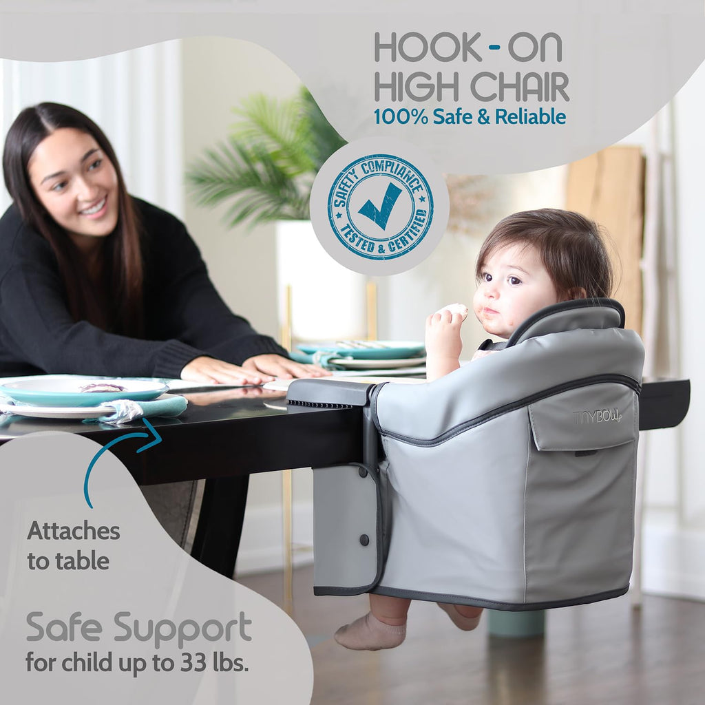 Elegant Faux Leather Hook On High Chair for Table - Clip On High Chair to Table, Portable High Chair for Travel, High Chairs for Babies Clip On High Chair that Attaches to Tables