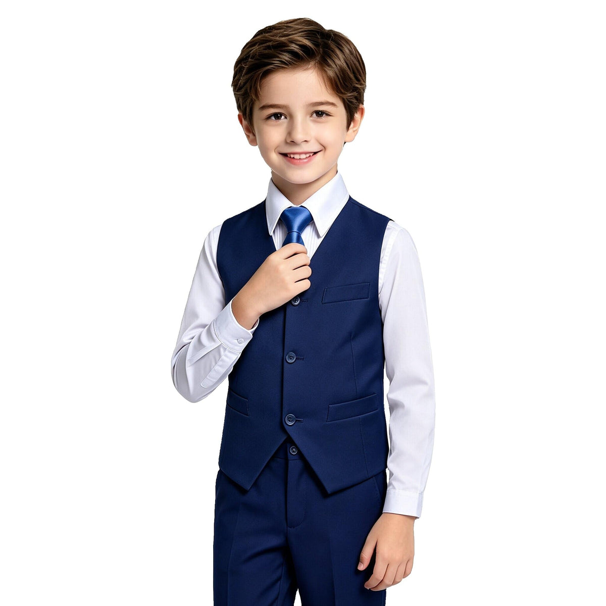 Lycody Boys Suit Vest Set Formal Dress Suits Wedding Outfit, White, Size 7