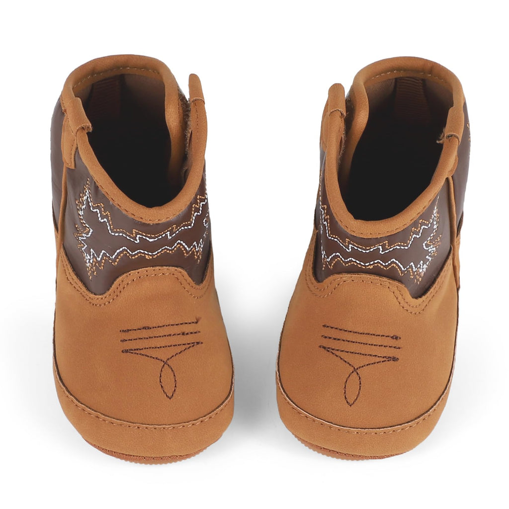 MK MATT KEELY Leather Western Boots Cowboy Bootie Soft Sole Non-Slip Crib Shoes for Baby Infant Toddler Girls Boys Newborn