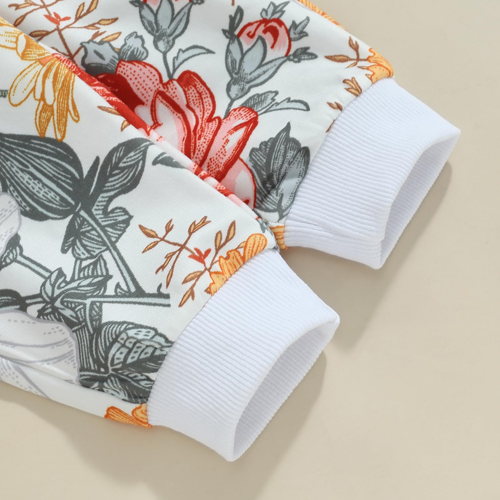 Fernvia Toddler Baby Girl Clothes 3 6 9 12 18 24 Months Fall Outfits Solid Long Sleeve Sweatshirt Tops + Pants Set (White-floral, 2-3 Years)