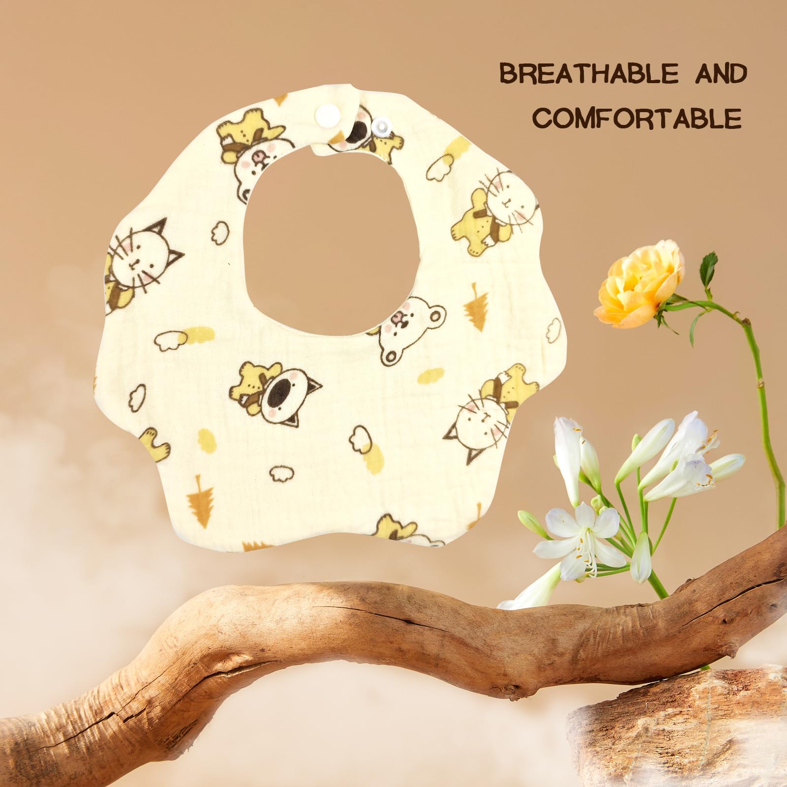 DOSMINE Organic Cotton Muslin Baby Bibs 10 Pack Absorbent Adjustable