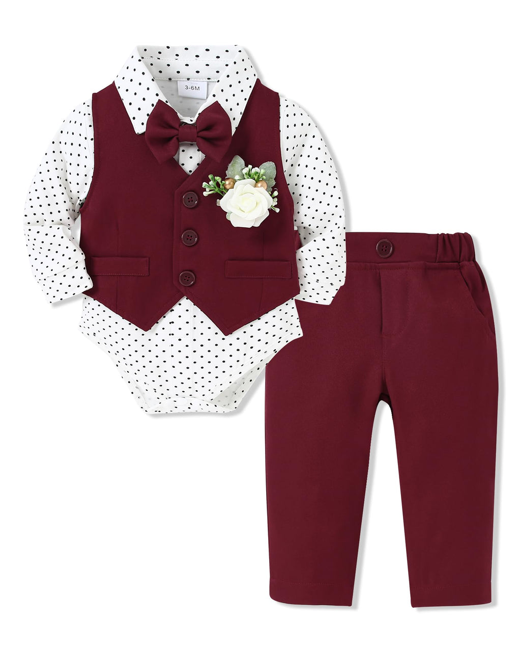 SANMIO Baby Boy Suit Set Infant Gentleman Formal Outfits 0-24M Red
