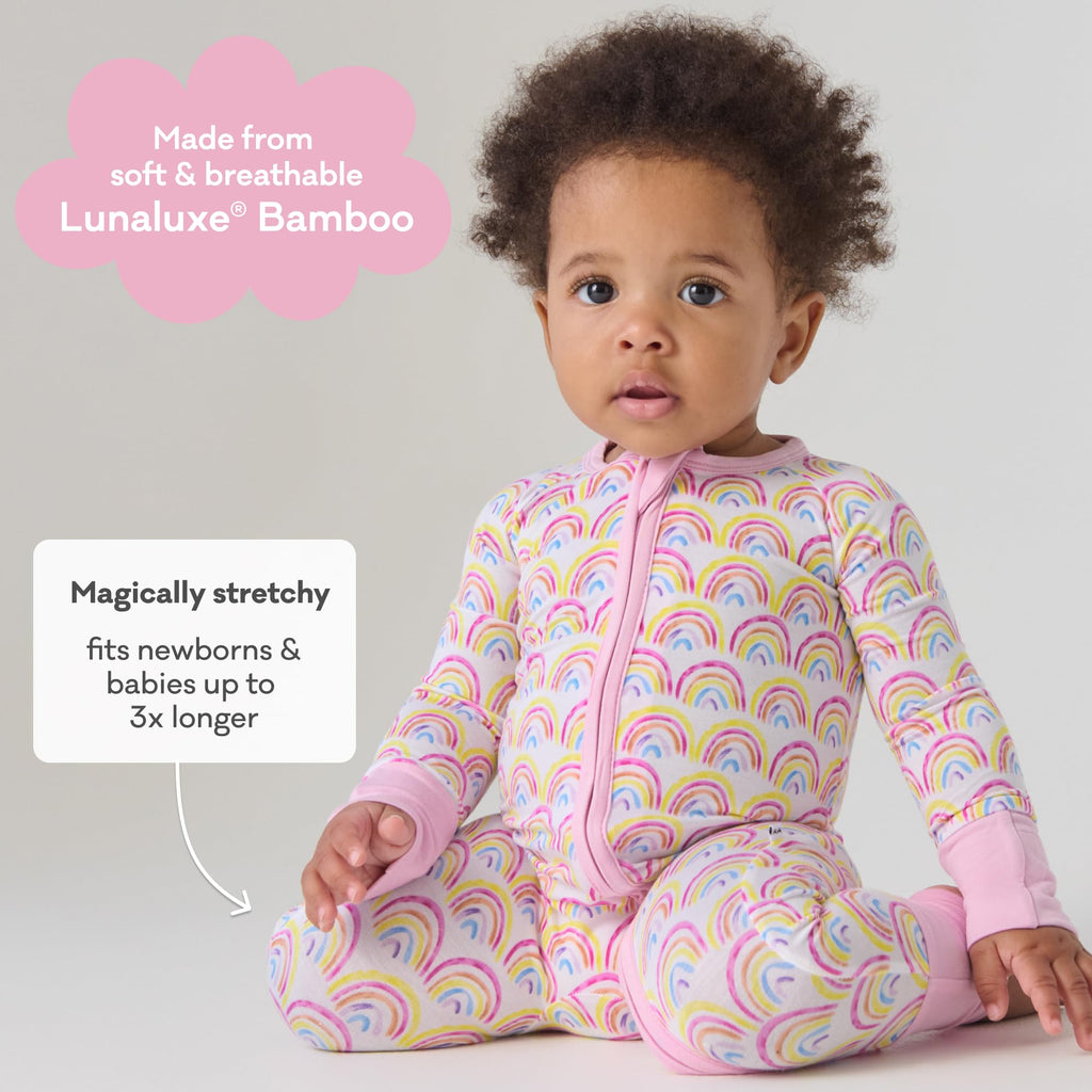 Little Sleepies Baby Pajamas, Pastel Rainbows, 3-6M