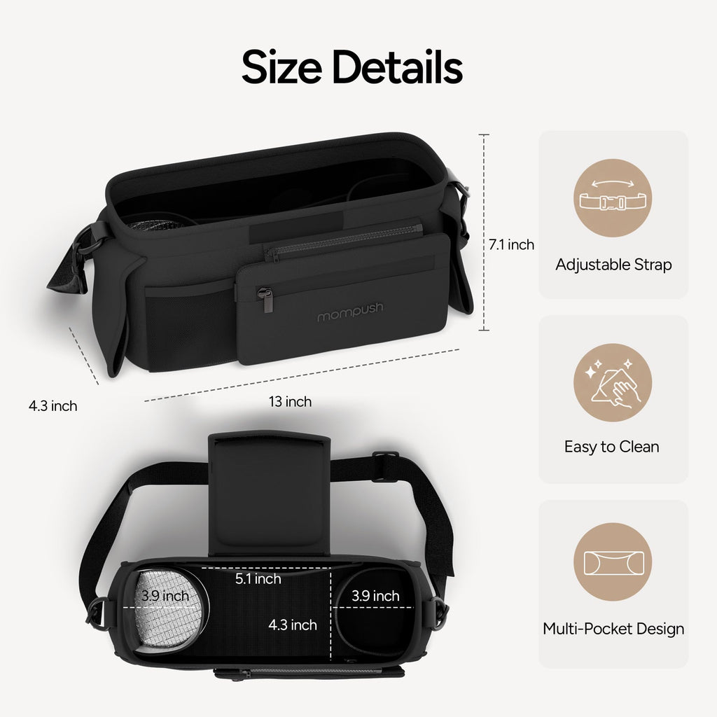 Mompush Lithe V2 Lightweight Travel Stroller with Organizer Included