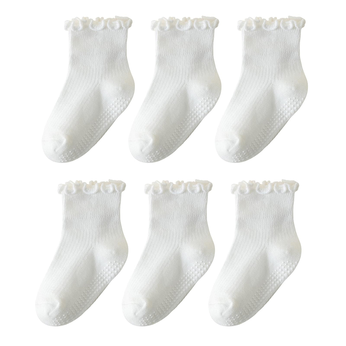 ANYANIME Toddler Socks Ruffle for Girls Baby Grip Socks Non Slip Cute Frill