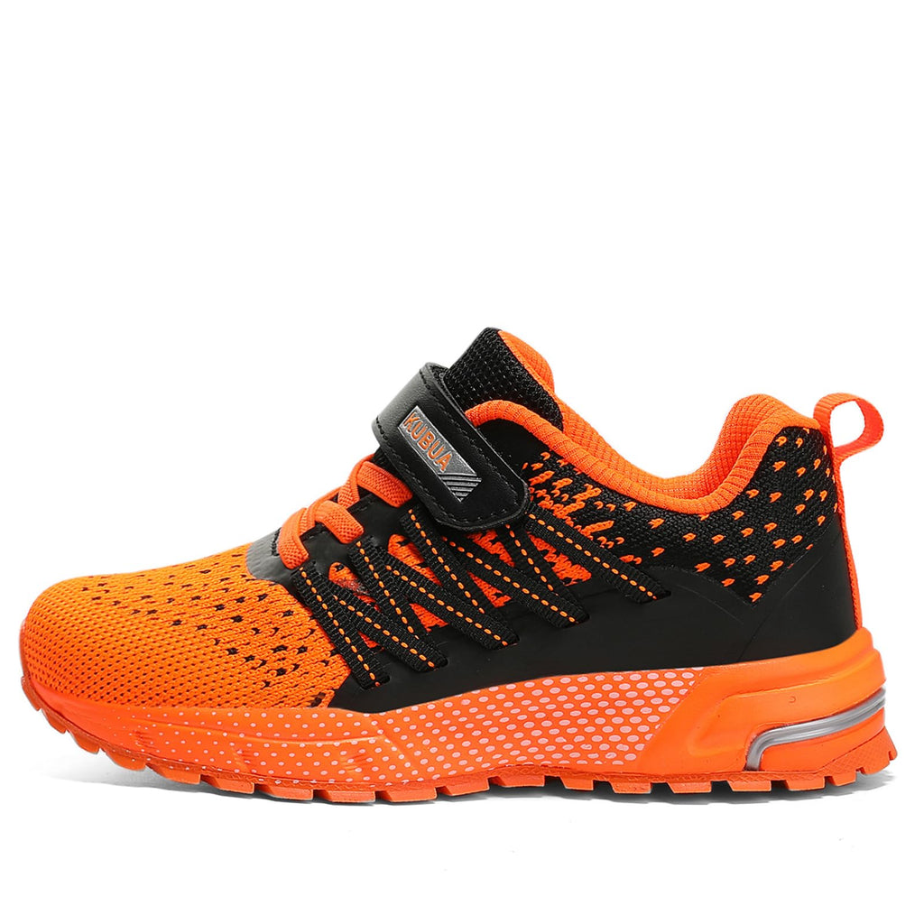 KUBUA Kids Sneakers Lightweight Boys Girls Tennis Shoes Black Orange