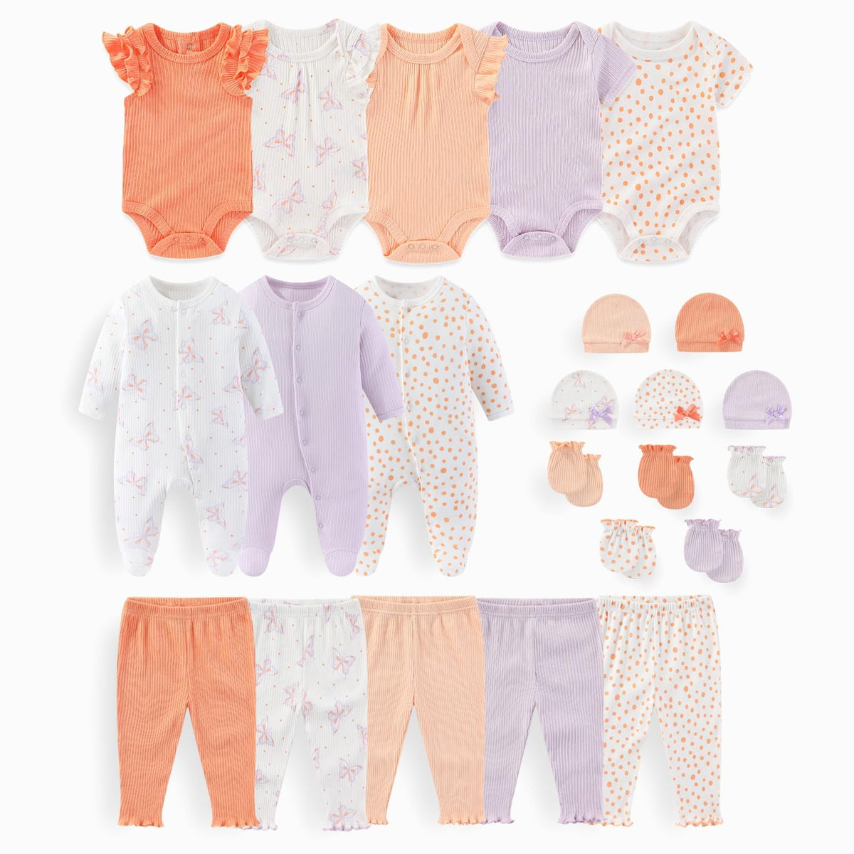 JELYLOVE 23 Pack Baby Boy Girl Bodysuits And Pants Sets New Born Outfits
