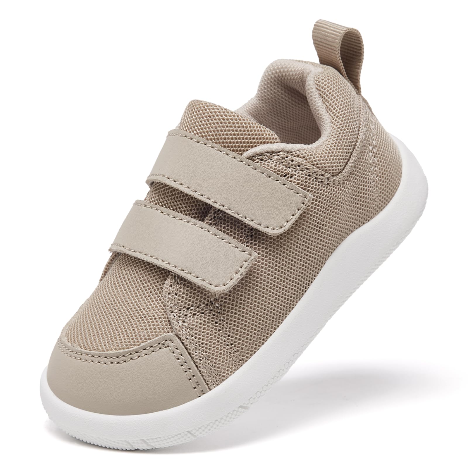 MORENDL Toddler Shoes Baby Wide Toe Box Barefoot Shoes Boy Girl Walking Shoes Non-Slip Minimalist Sneakers Comfort Zero Drop Tennis Outdoor Activities Lightbrown Mesh 12-15 Months