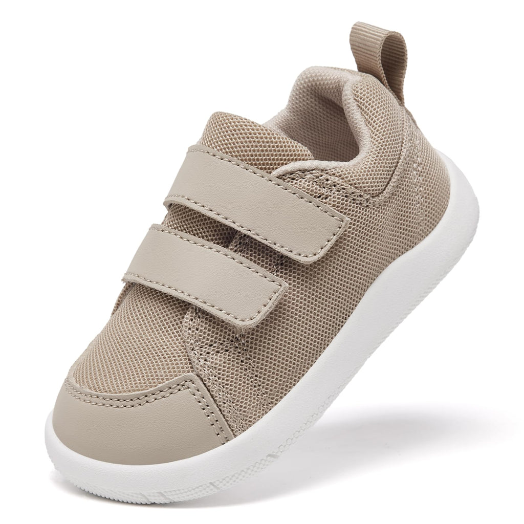 MORENDL Toddler Shoes Baby Wide Toe Box Barefoot Shoes Boy Girl Walking Shoes Non-Slip Minimalist Sneakers Comfort Zero Drop Tennis Outdoor Activities Lightbrown Mesh Size 9.5