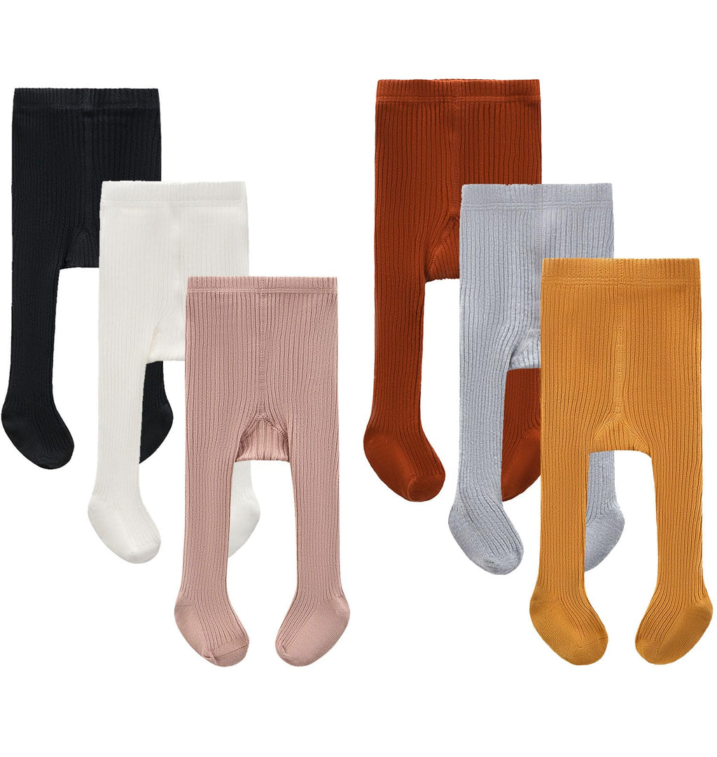 CECORC Baby Tights – Thick Toddlers Girl Leggings–Seamless Cable Knit Cotton Stockings – Infants Pantyhose 6 Pack, 0-6 Months, White+Black+Lightpink+Ginger+Redbrown+Grey