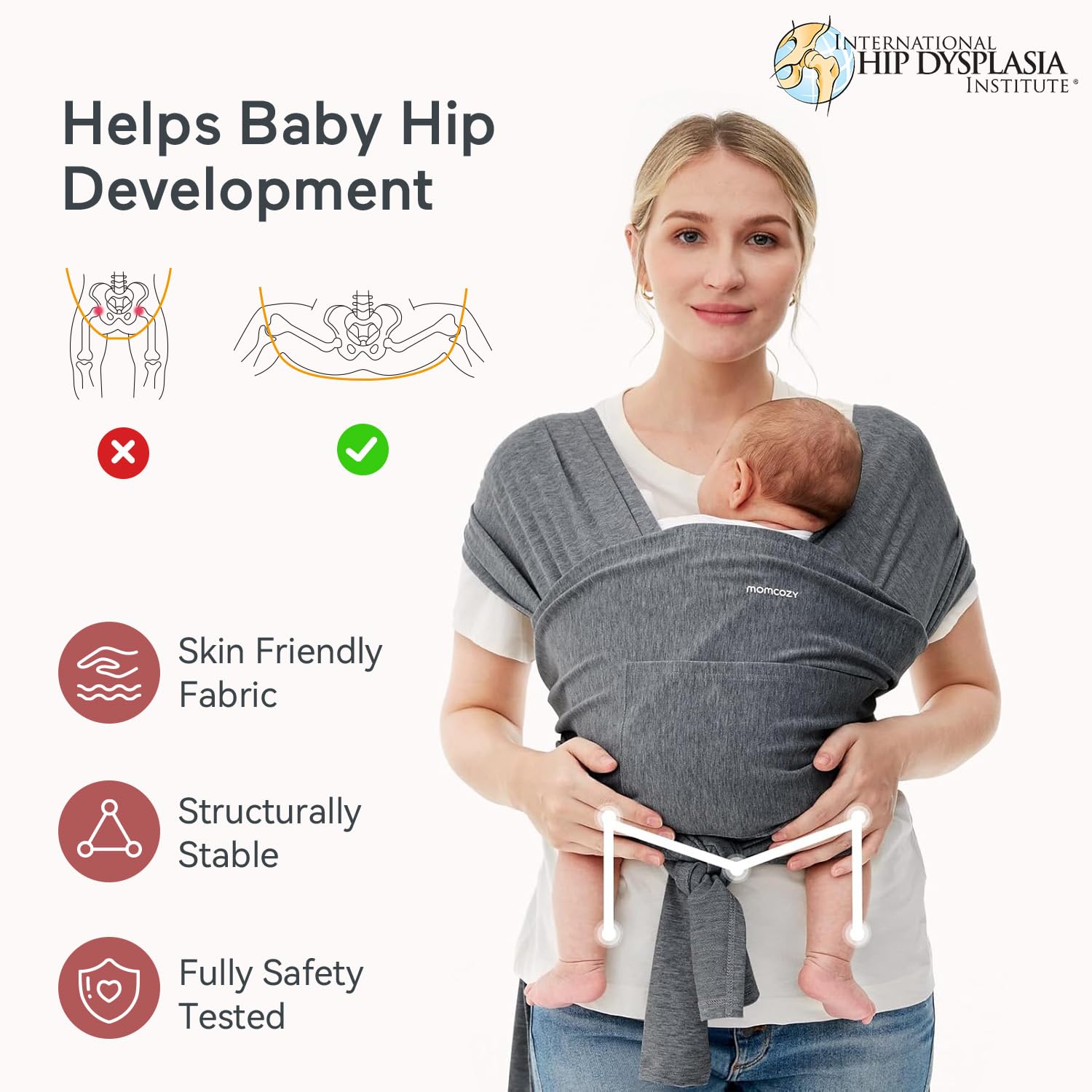 Momcozy Baby Wrap Carrier, Easy-On 2-Piece Design, Newborn to 33 lb