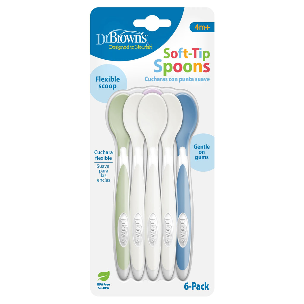 Dr. Brown's Designed to Nourish Soft-Tip Toddler Feeding Spoons, 6-Pack