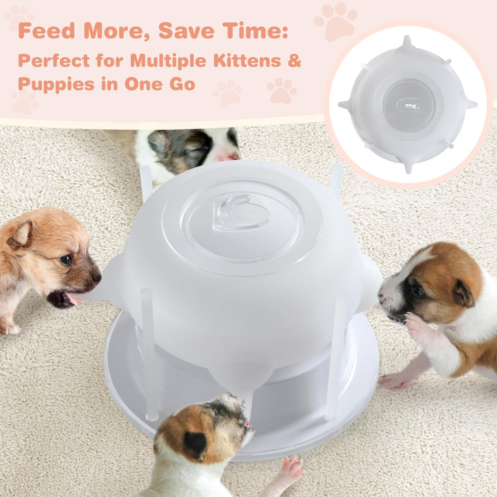 Elevonix Nursing Nipple for Kittens, Nursing Nipple with 4 Adjustable Detachable Nipples – Perfect Replacement for Nursing Bottles, Puppy Feeder for Newborn Kittens & Puppies, 200ml Capacity(White)