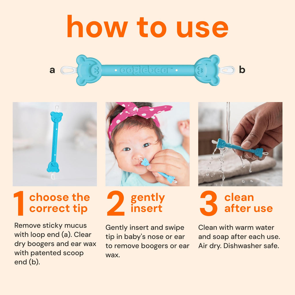 oogiebear Baby Nose & Ear Picker, Safe Booger Remover Tool, 1 Piece, Blue