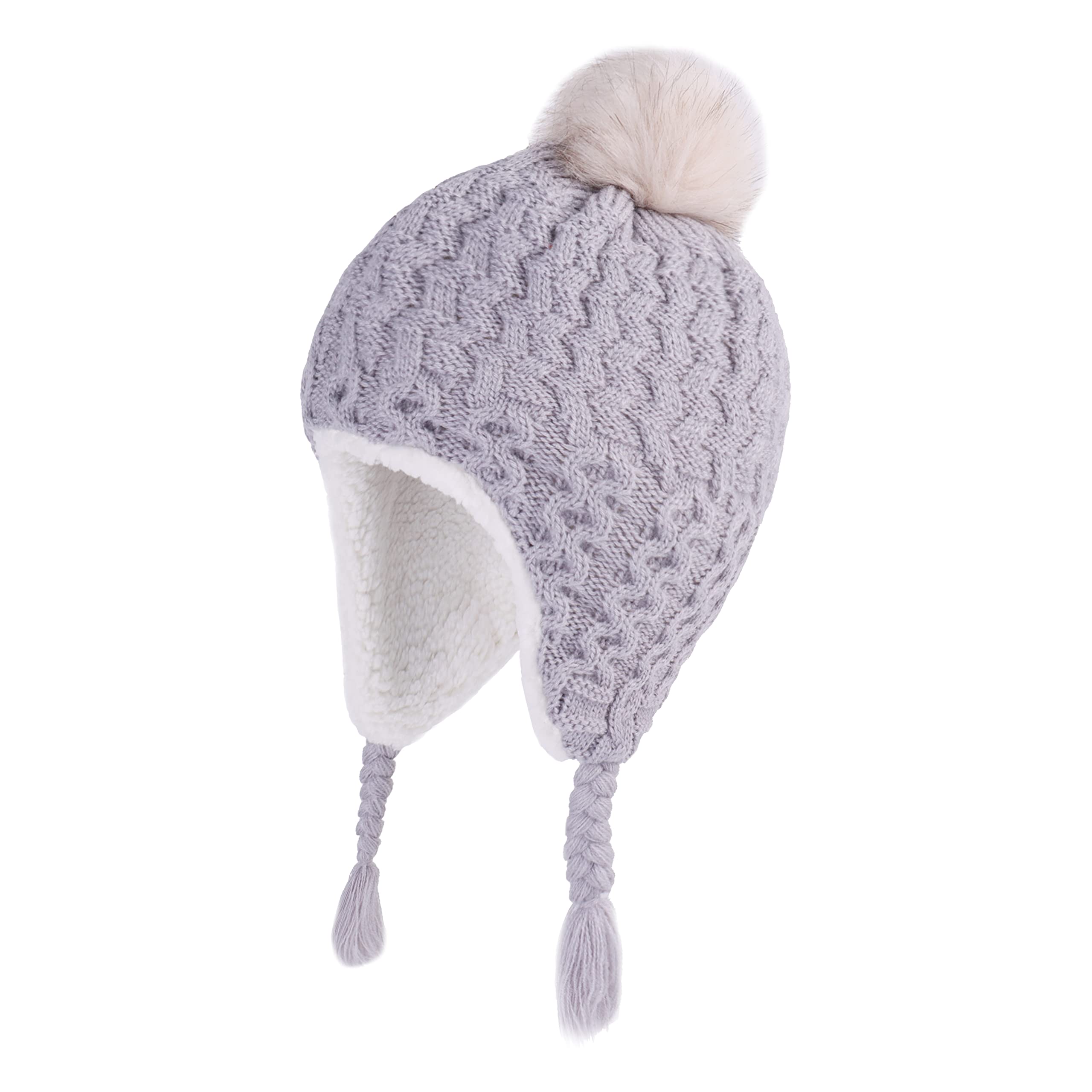 LANGZHEN Infant Pom Pom Beanie Kid Winter Hats Toddler Cap Knit Warm Beanies Caps for Baby Boys Girls(Gray,12-24 Months)