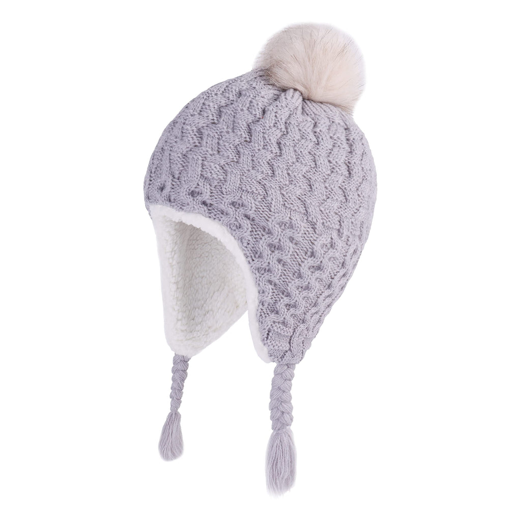 LANGZHEN Infant Pom Pom Beanie Kid Winter Hats Toddler Cap Knit Warm Beanies Caps for Baby Boys Girls(Gray,12-24 Months)