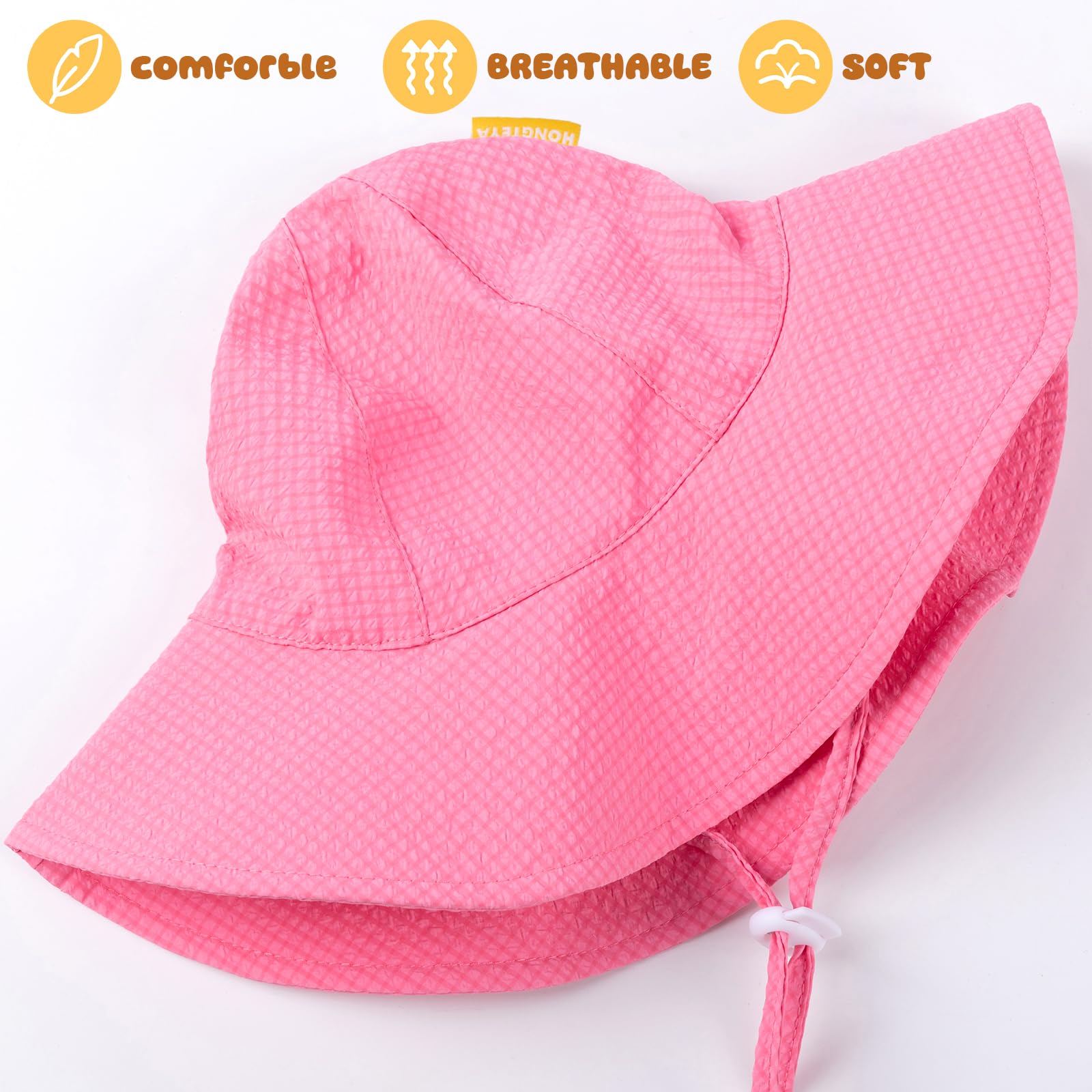 Baby Sun Hat Toddler Girl Beach Hat Adjustable Outdoor Summer Hat UPF 50+ Sun Protection Wide Brim Infant Kids (US, Age, 0 Months, 6 Months, Rose)