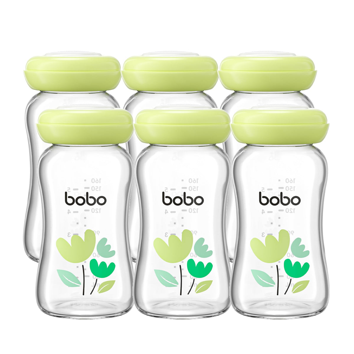 YOHKOH Glass Breast Milk Storage Bottles - 100% Leak-Proof, BPA-Free Breastmilk Storage Containers, Freezer & Dishwasher Safe, Ideal for Nursing Mothers (Red, 5.4oz (Pack of 6))