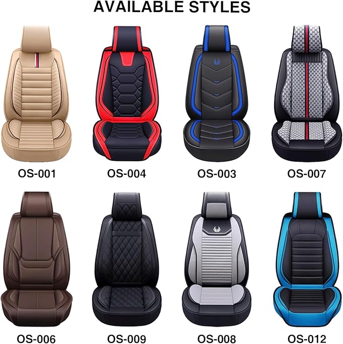 OASIS AUTO Car Seat Covers Premium Waterproof Faux Leather Cushion Universal Accessories Fit SUV Truck Sedan Automotive Vehicle Auto Interior Protector Front Pair (OS-001 Burgundy)