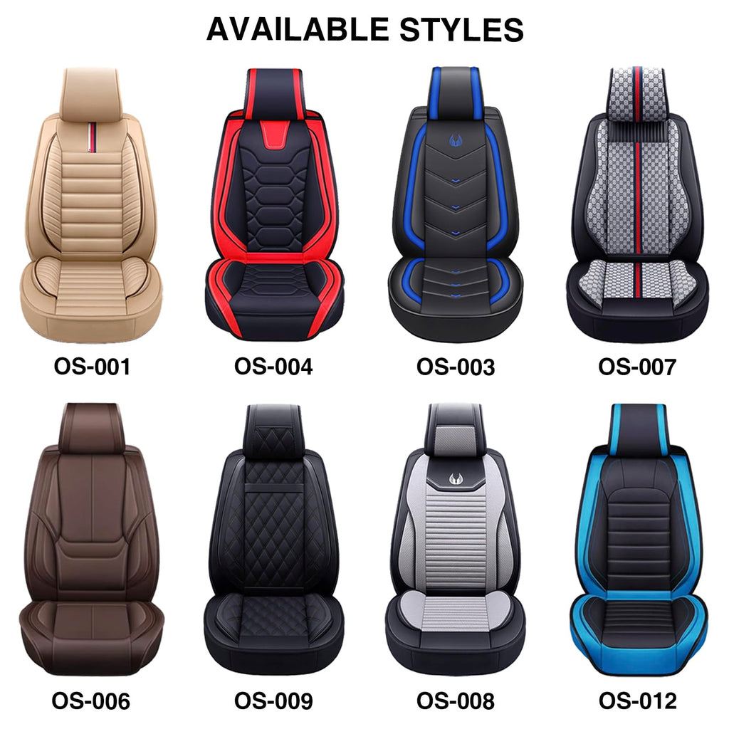 OASIS AUTO Car Seat Covers Full Set Premium Waterproof Faux Leather Cushion Universal Accessories Fit SUV Truck Sedan Automotive Vehicle Auto Interior Protector (OS-001 Brown)