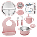 MISSLILI Stainless Steel Kids Plates and Bowls Set with Suction - (Pink)