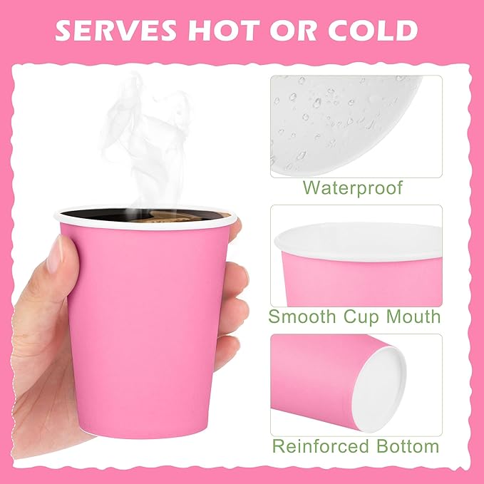 URATOT 60 Pieces 9 Ounce Pink Paper Cups Gradient Color Disposable Coffee Party Cups Beverage Drinking Cups for Party, DIY and Holiday Supplies