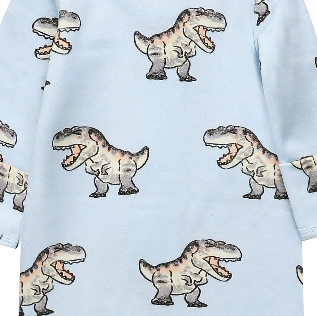 O2 BABY Baby Boys Girls Organic Cotton Zip Front Sleeper Pajamas, Footed Sleep 'n Play（3-6 Months, Dragon & Blue Ashes）