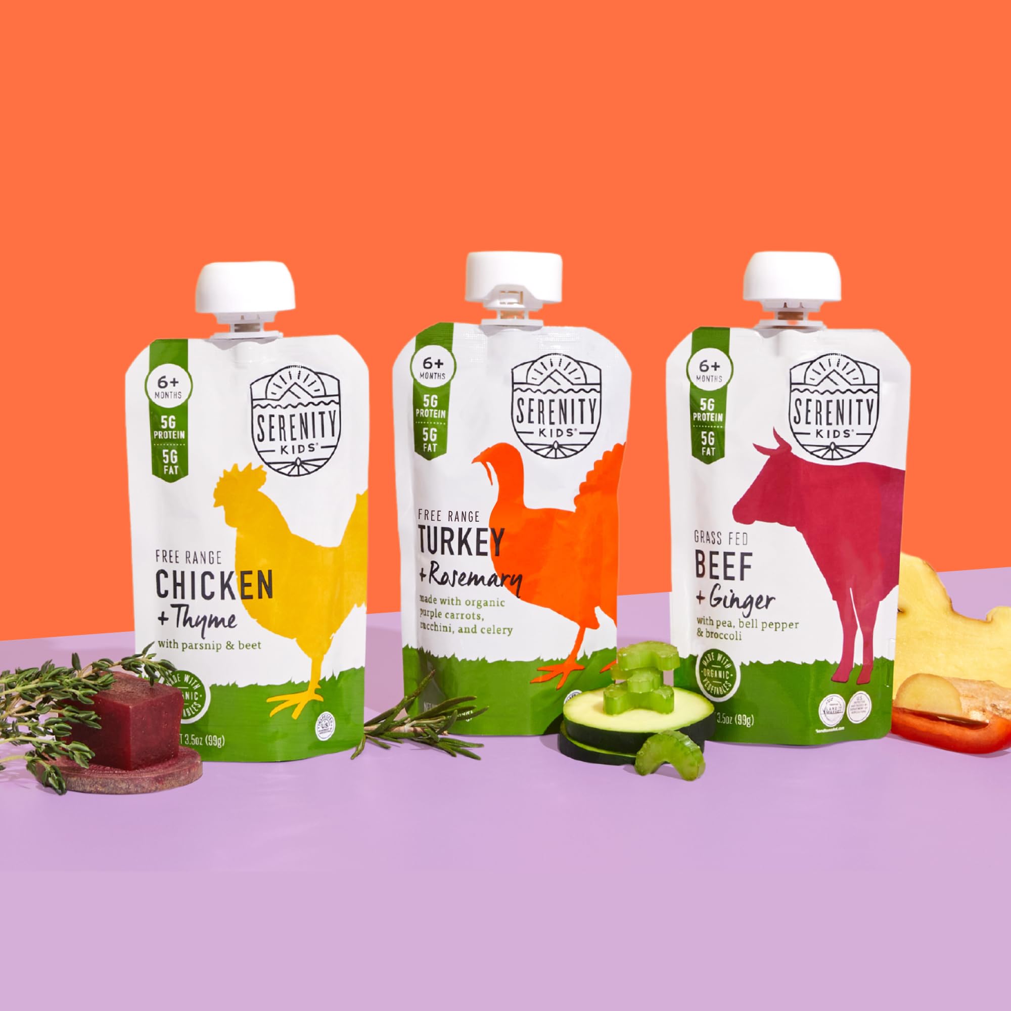Serenity Kids Organic Baby Food Pouches, 5g Protein, 3.5 Oz, 6 Pack