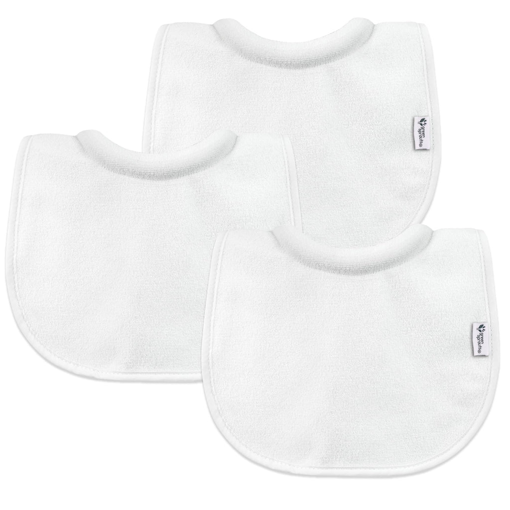 green sprouts Stay-dry Milk Catcher Bibs (3 Pack) | Collar absorbs milk to prevent rashes | Waterproof inner layer, Absorbent terry cotton, Machine washable