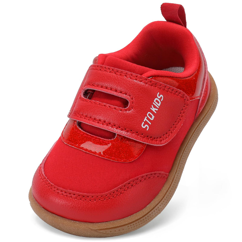 Toddler Shoes Girls Wide Toe Box Barefoot Baby Sneaker Red Glitter Size 7