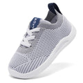 MORENDL Toddler Shoes Baby Walking Sock Shoes Infant Sneakers Boy Girl Barefoot Tennis Shoe Non-Slip Brethable Silver Grey 15-18 Months