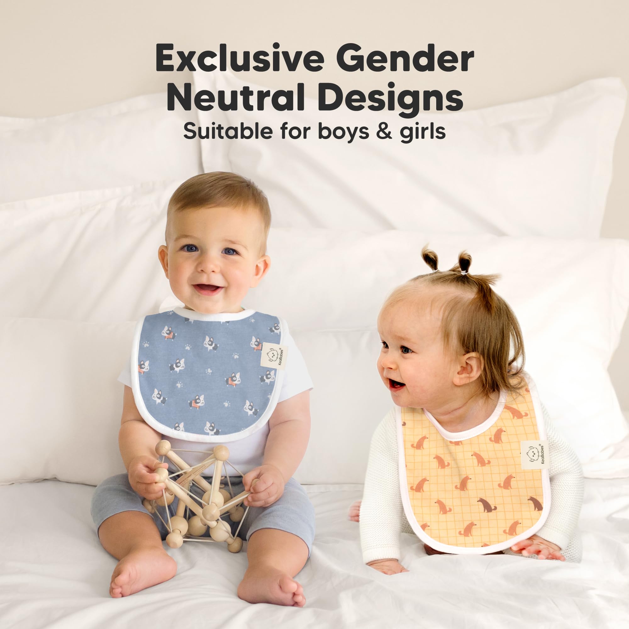 KeaBabies 8-Pack Organic Baby Bibs for Drooling and Teething (Pets & Paws)