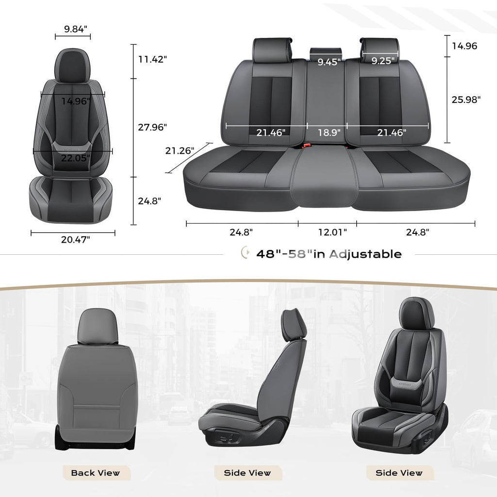 Coverado Car Seat Covers Full Set, Car Seat Protector Waterproof, Nappa Leather Car Seat Cushion, Seat Covers for Cars, Front Seats and Back Universal Fit for Most Cars