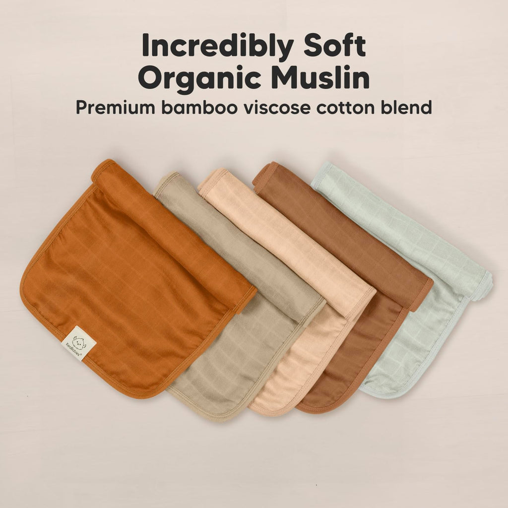 KeaBabies Cotton Muslin Burp Cloths Baby Boy, Girl, 5-Pack 20x10 (Spice)