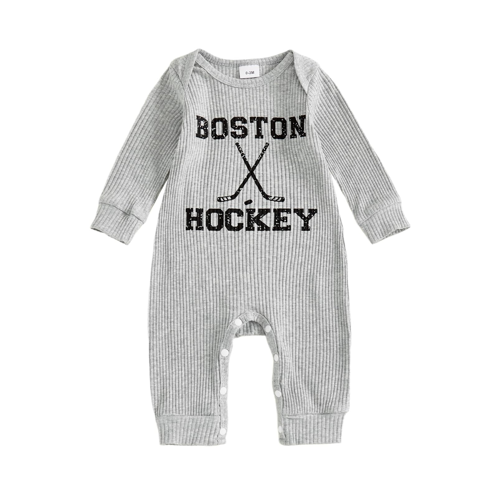 Fernvia Newborn Baby Boy Clothes Letters Print Bodysuit 3 6 9 12 18 Months Long Sleeve Jumpsuit with Hat 2PCS Outfits Set (E Dark Grey, 6-12 Months)