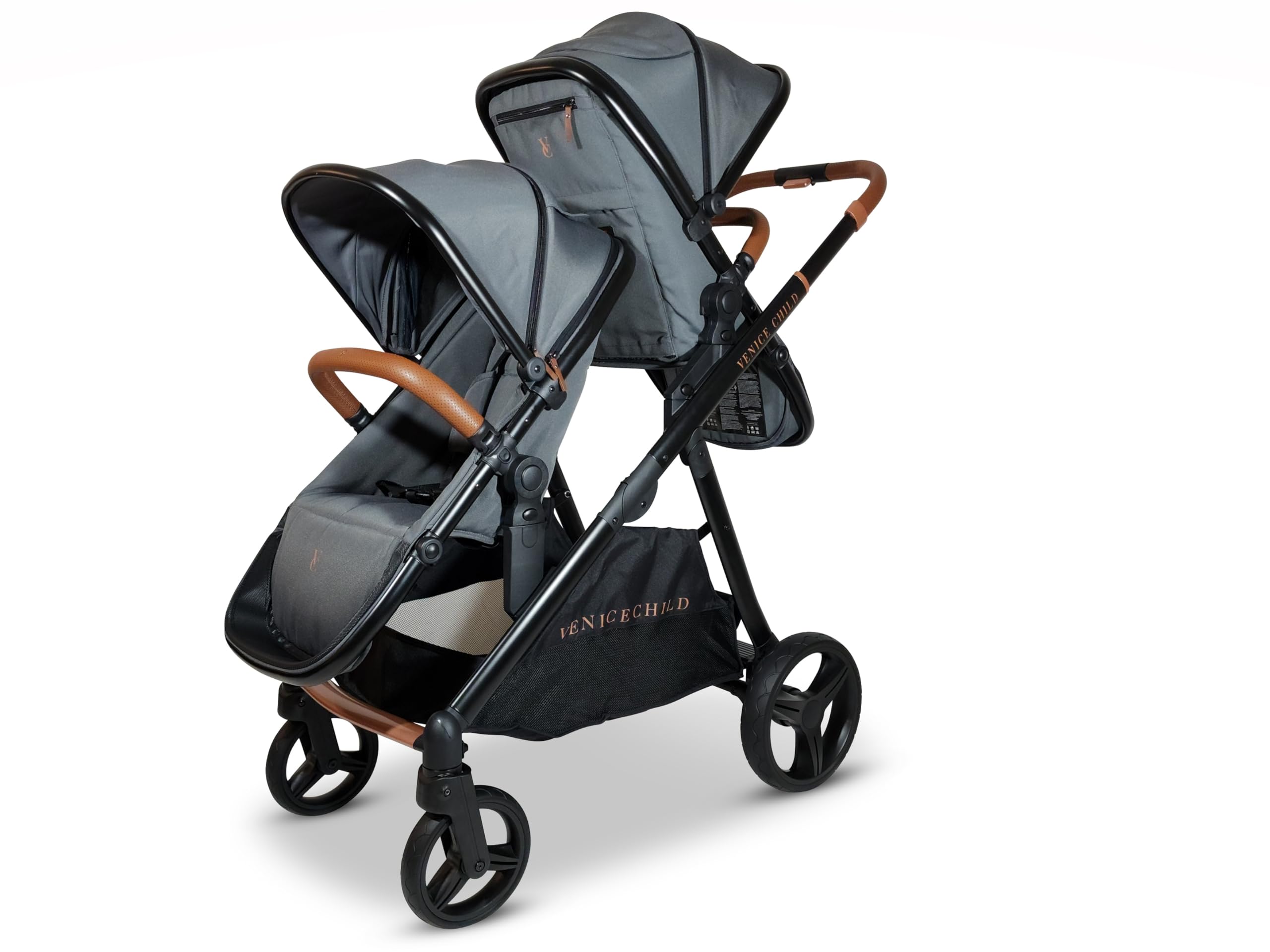 Venice Child Shadow Ventura Single to Double Sit-and-Stand Stroller & 2nd Toddler Seat (Package # 3) (Gray)