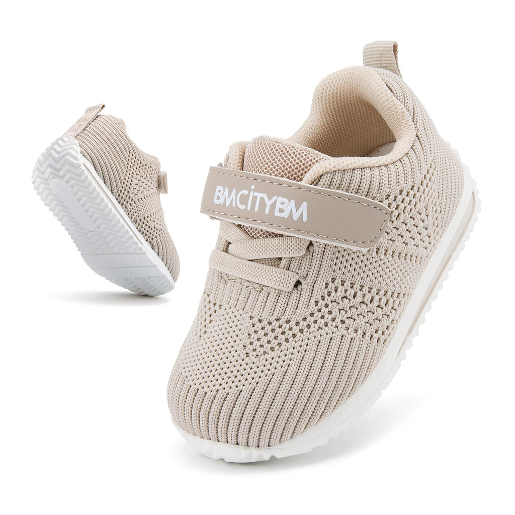 BMCiTYBM Baby Walking Shoes Boy Girl Tennis Sneakers Breathable Infant First Walker Shoes 6 9 12 18 24 Months Camel Size 12-18 Months Infant