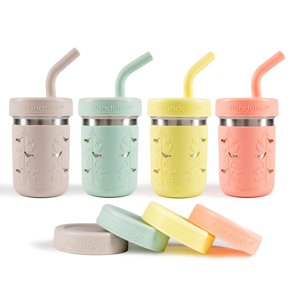 Pandaloo® Smoothie Cups for Kids - Stainless Steel Toddler Tumbler with Straw, Sippy Cup for Smoothies - BPA-Free, Toddler Snack Cups, 10 oz