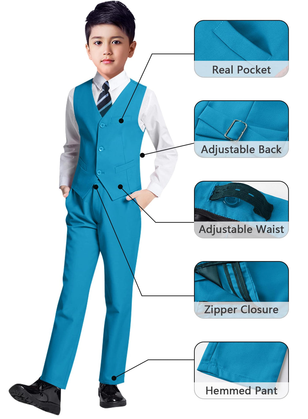 YuanLu Toddler Blue Green Tuxedo 2T Suits for Boys Halloween Dress Outfit