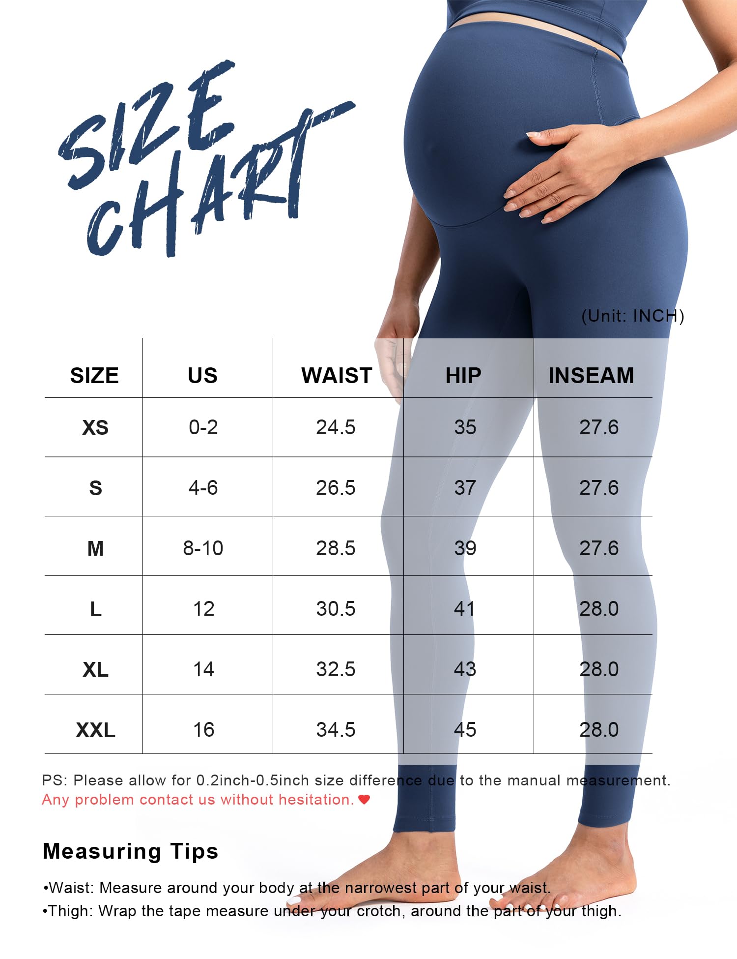 POSHDIVAH Creamluxe Maternity Leggings 28" Navy Blue Medium