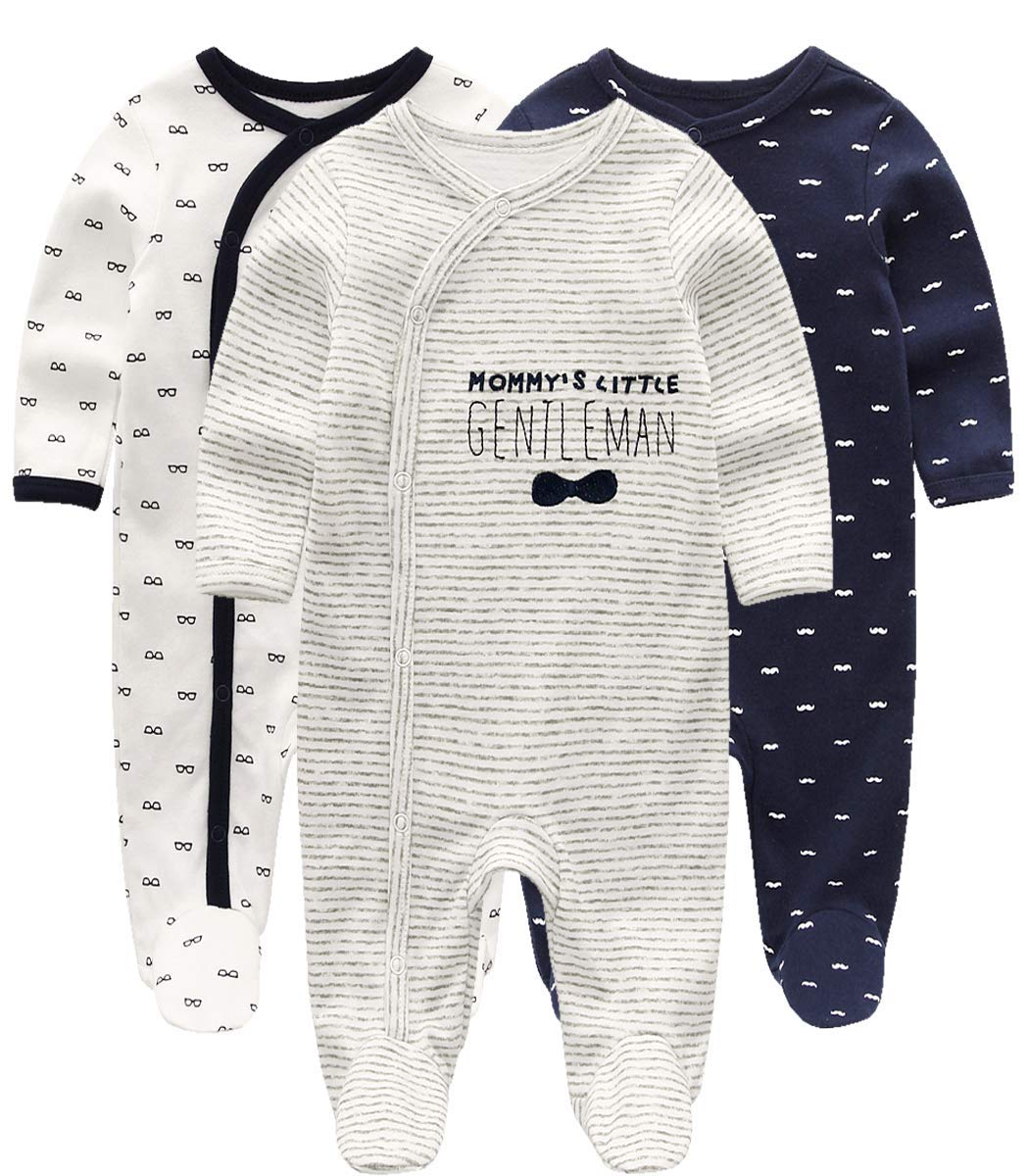 Kiddiezoom Baby and Toddler Boys'Snug Fit Footed One-Piece Romper Jumpsuit Cotton Footed Outfit