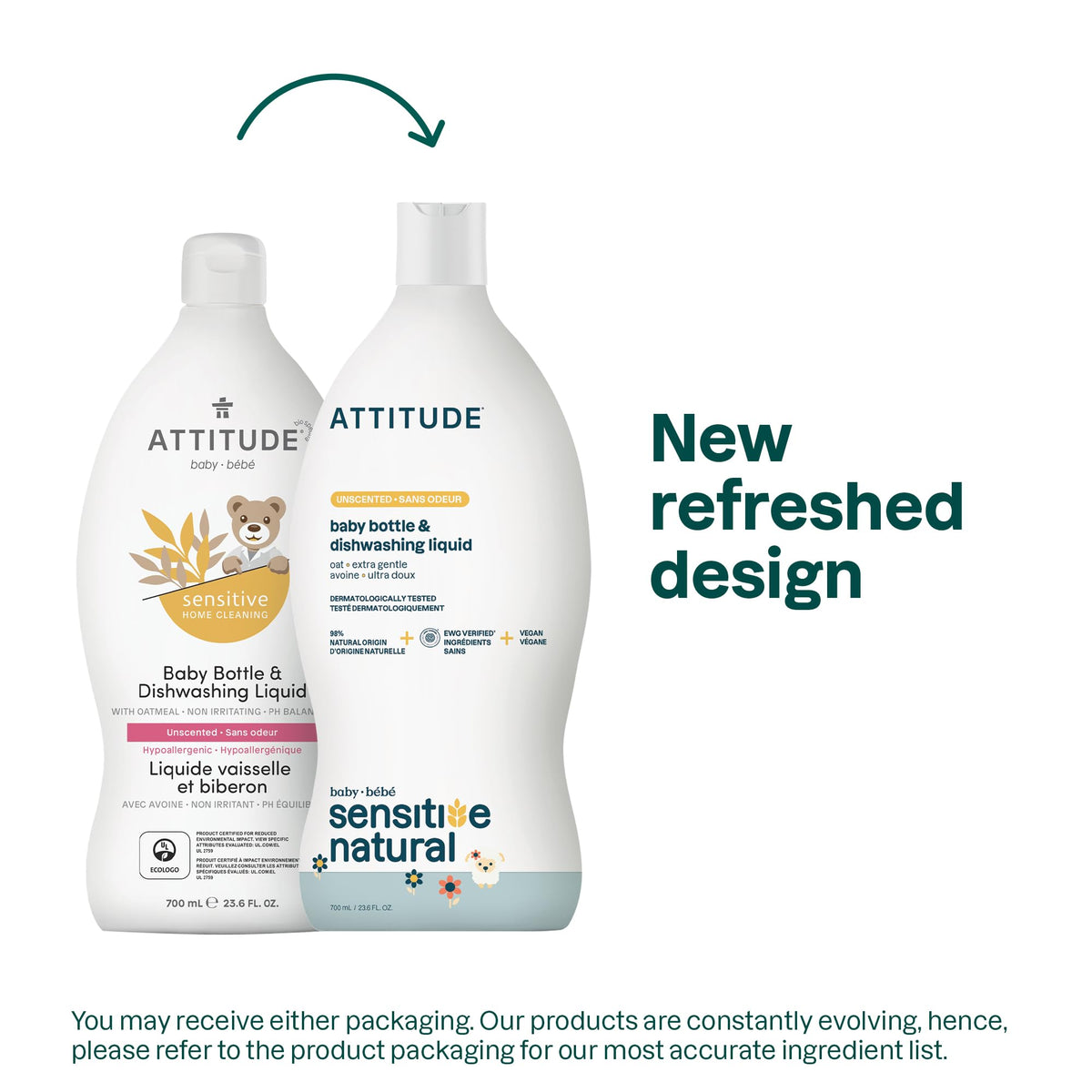 ATTITUDE Baby Bottle & Dish Soap with Oat Extract, Sensitive Skin, 23.7 oz