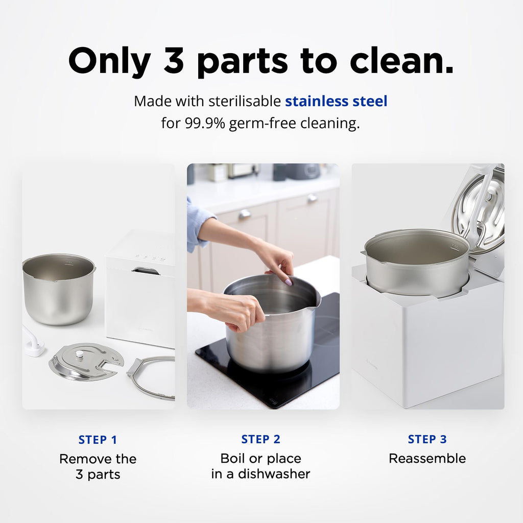 Carepod Cube Plus X50V Stainless Steel Humidifier - Easy to Clean, 3 Mist Level Settings, Auto-Humidity & Auto Shut-Off Feature, One Touch Built-in Sanitization, No Filters, Lasts 32Hrs (1.1Gal/4.2L)