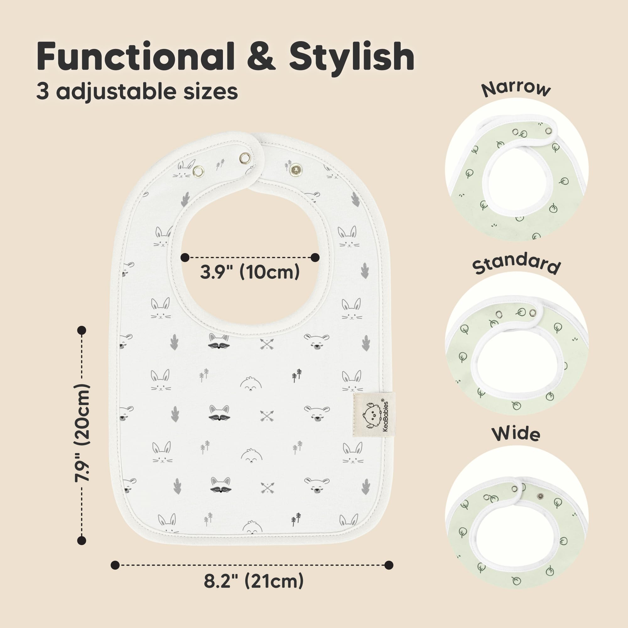 KeaBabies 8-Pack Organic Baby Bibs for Boys, Girls Drool Bibs (Nordic)