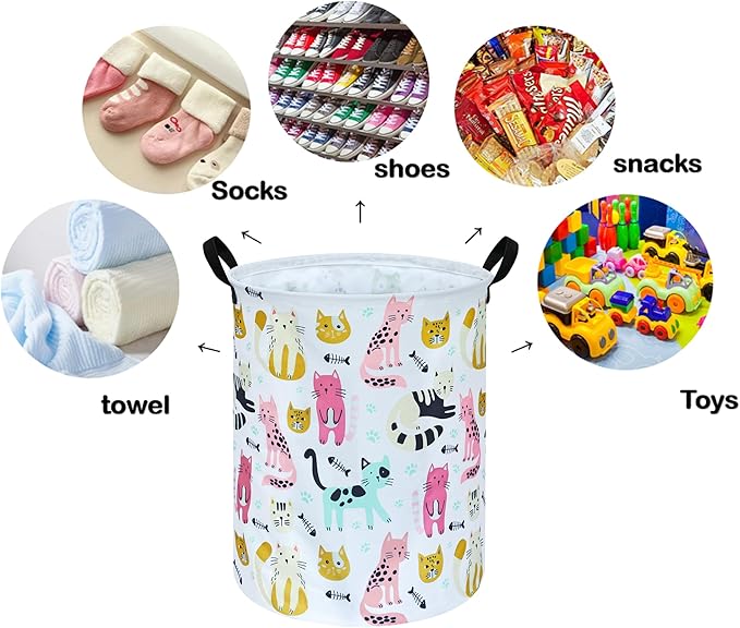 Round Laundry Hamper Storage Basket Laundry Organizer Hamper Storage Bins Clothes and Toys Box Nursery Hamper Gift Basket For Kids with Handles