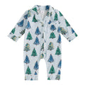 Balaflyie Baby Girl Button Down Pajamas Romper One-Piece Jumpsuit Long Sleeve Sleeper Infant Sleepwear (Christmas Tree&Blue,6-12 Months)