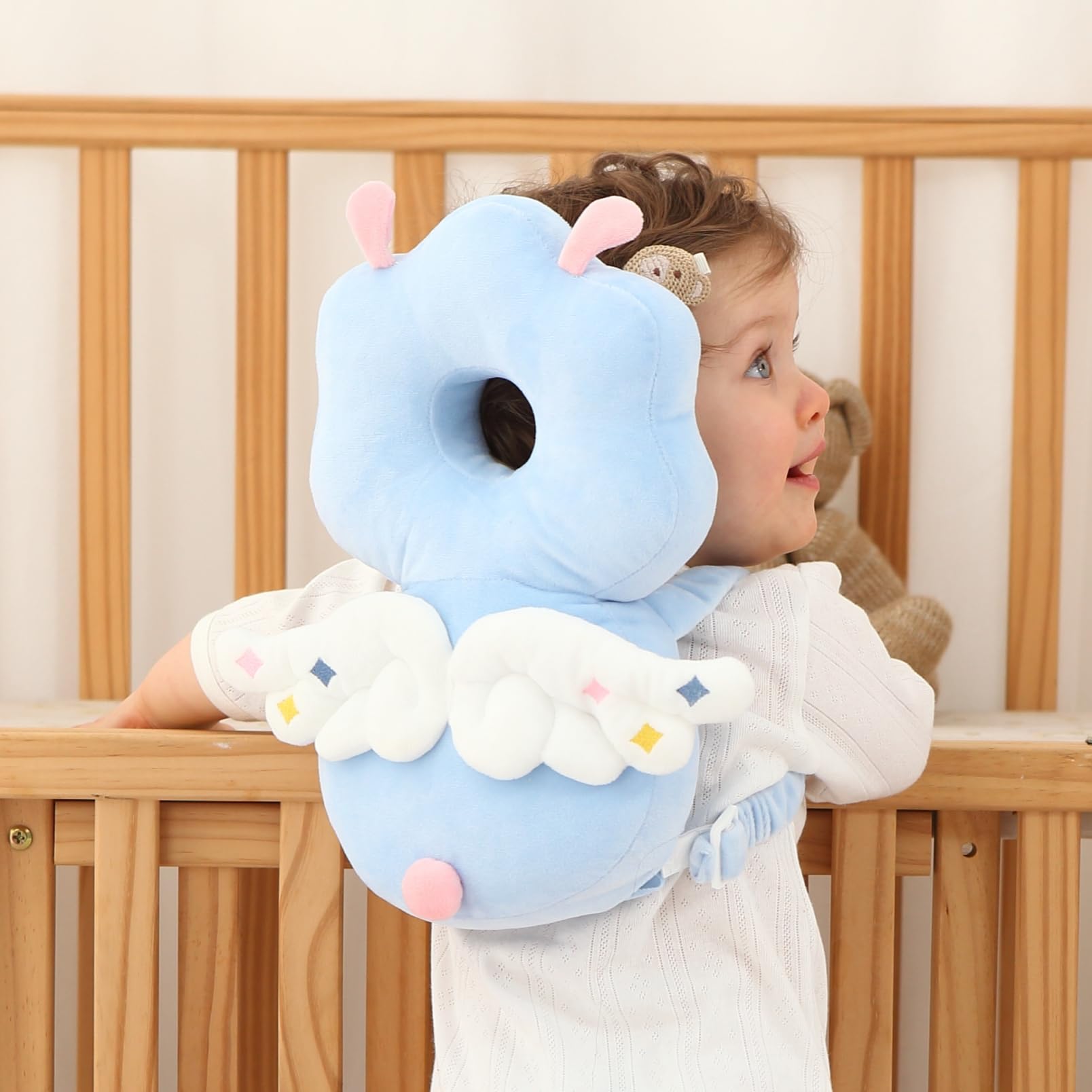 HGTC Baby Head Protector Backpack -Soft & Lightweight Pads - Prevents Bebes Backward Fall Elf Plush Stuffed