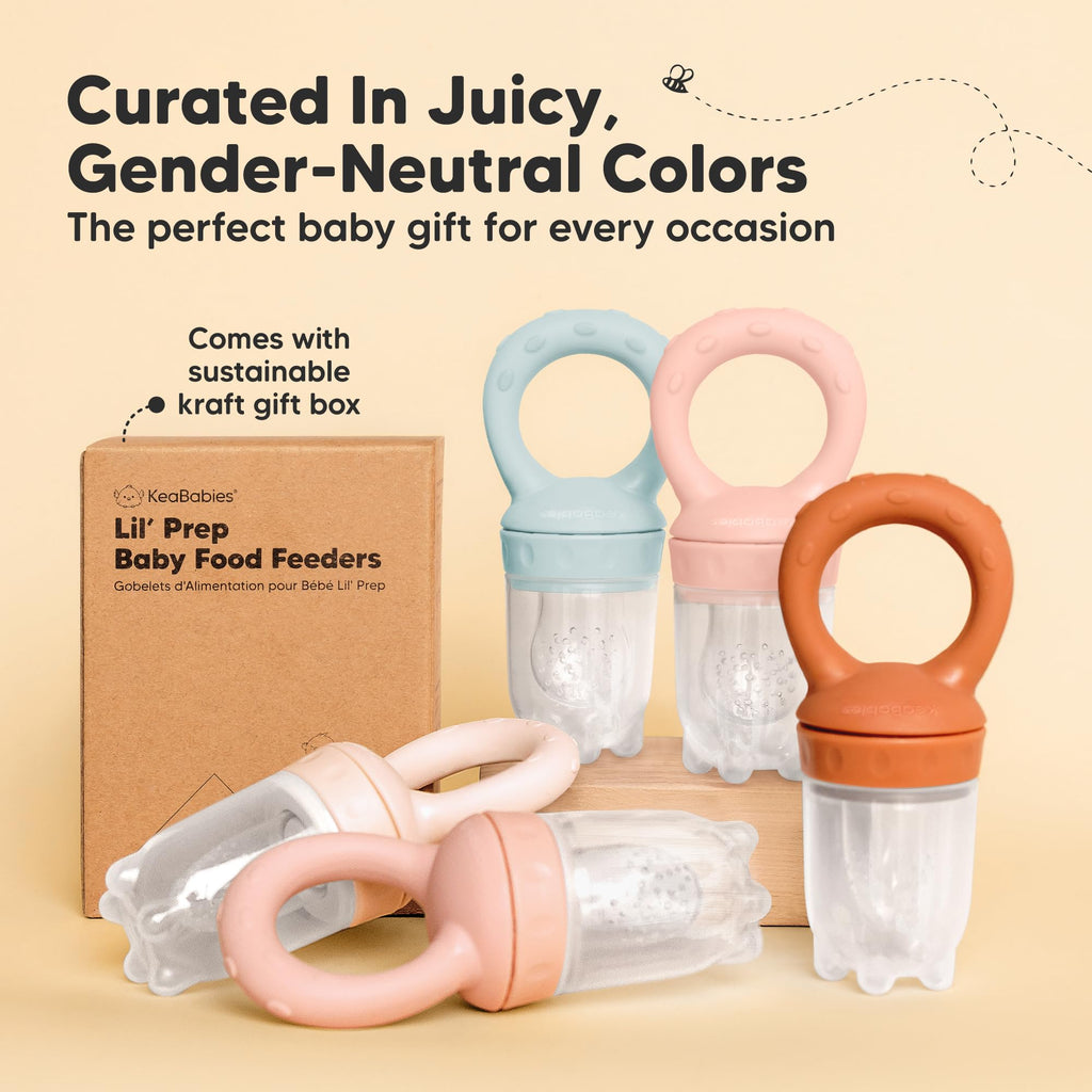KeaBabies Baby Fruit Feeder 2pk, Silicone Baby Food Feeder,BPA-Free (Peace)
