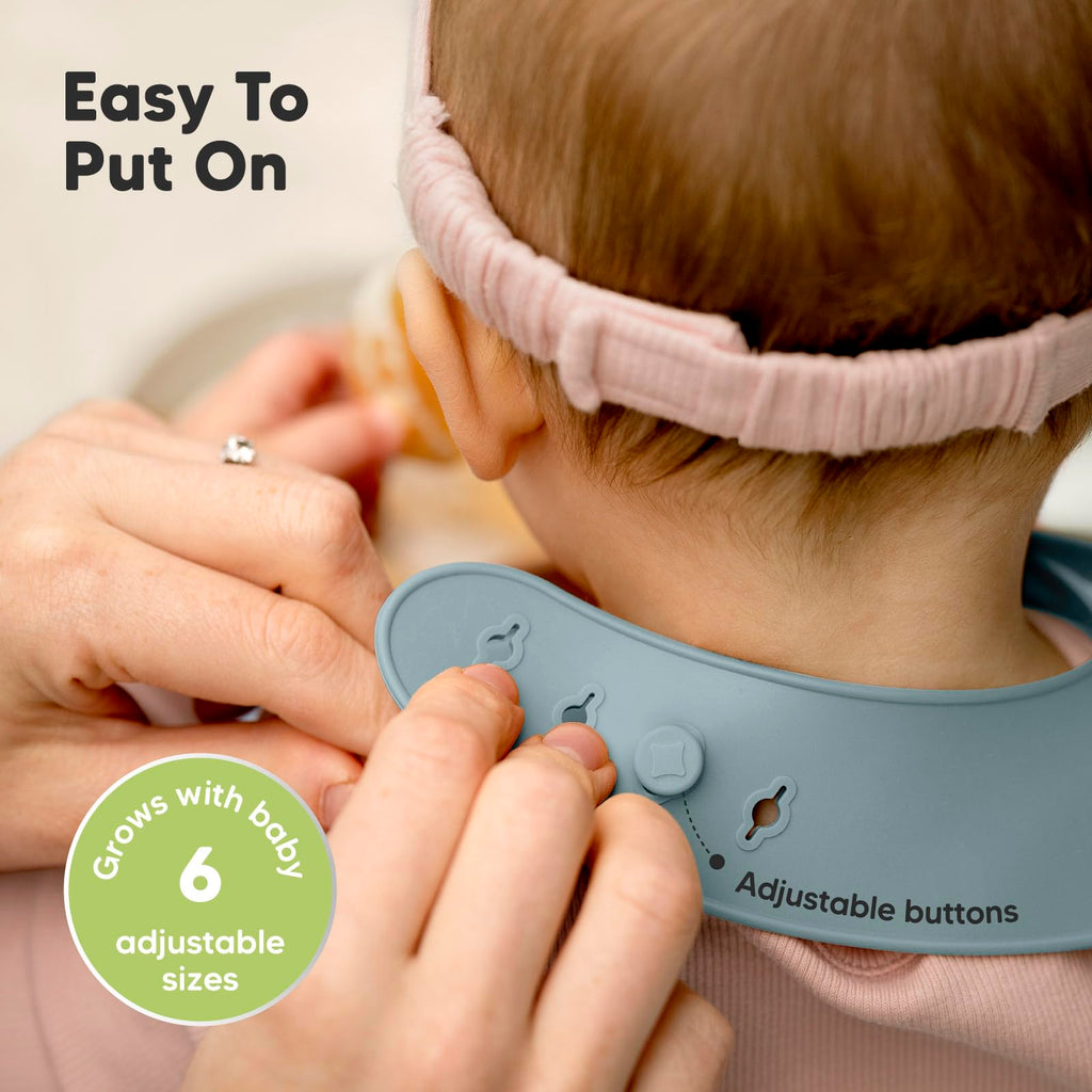 KeaBabies 2-Pack Silicone Bibs for Babies, Toddlers Girl, Boy (Alps)