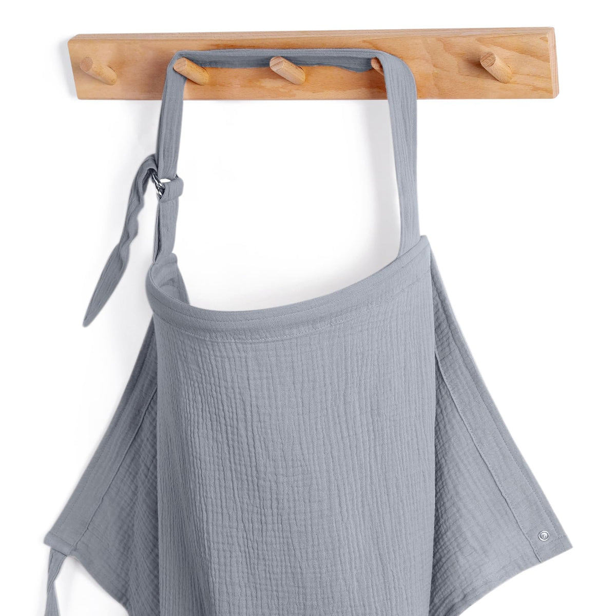 Blissful Diary Muslin Nursing Cover for Breastfeeding, Breathable Breastfeeding Cover up with Arch Neckline for Women, Nursing Apron (Agreeable Gray)